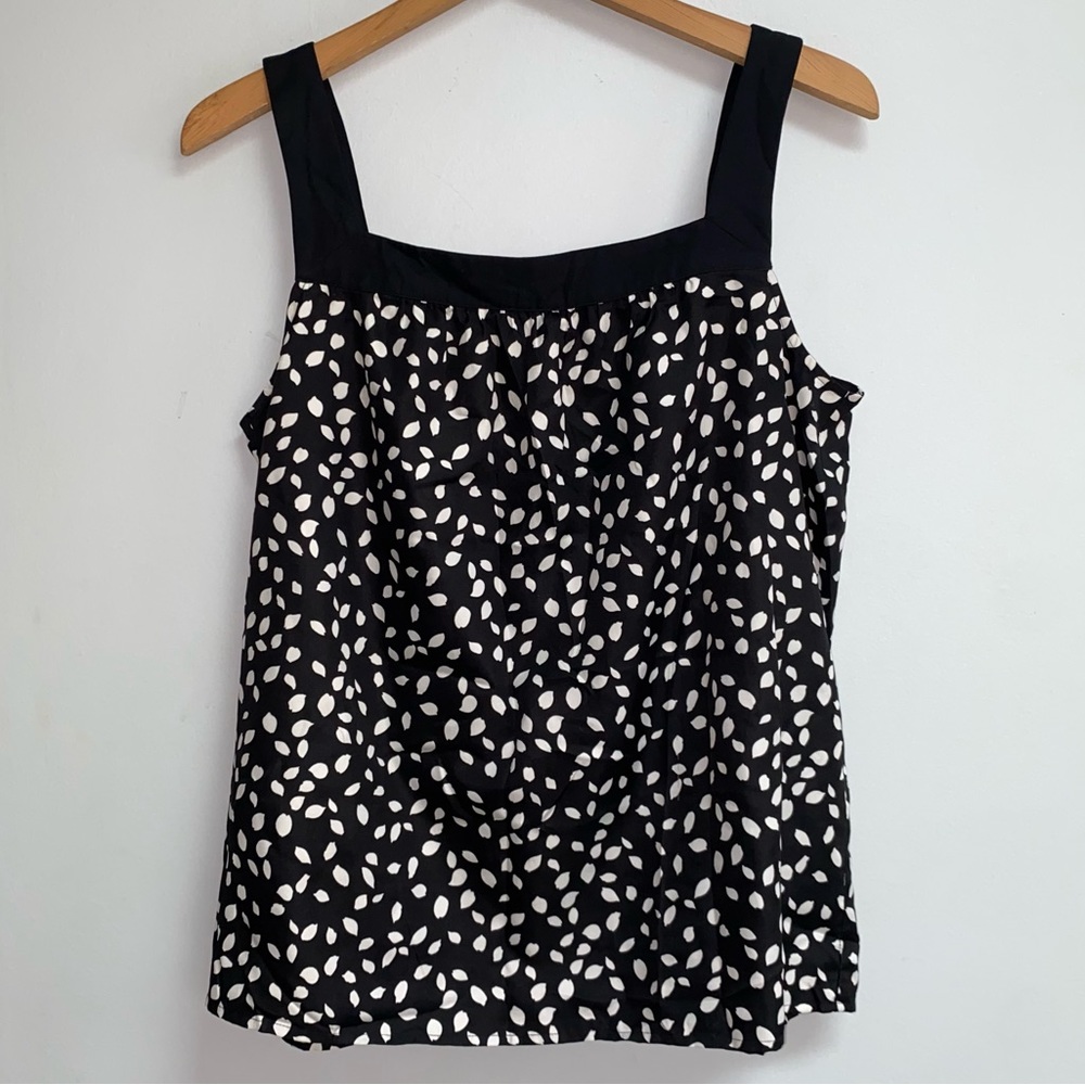 LOFT Black and White Leaf Print Tank Top